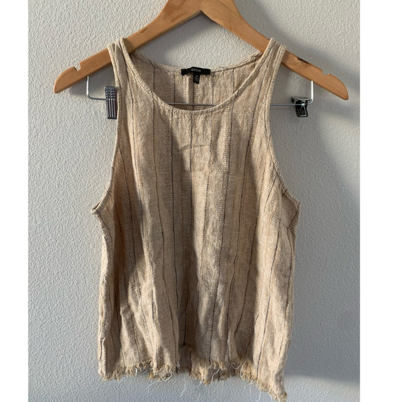 Anthropologie "DREW" Linen Fringe Bottom Tank Top - Picture 3 of 7